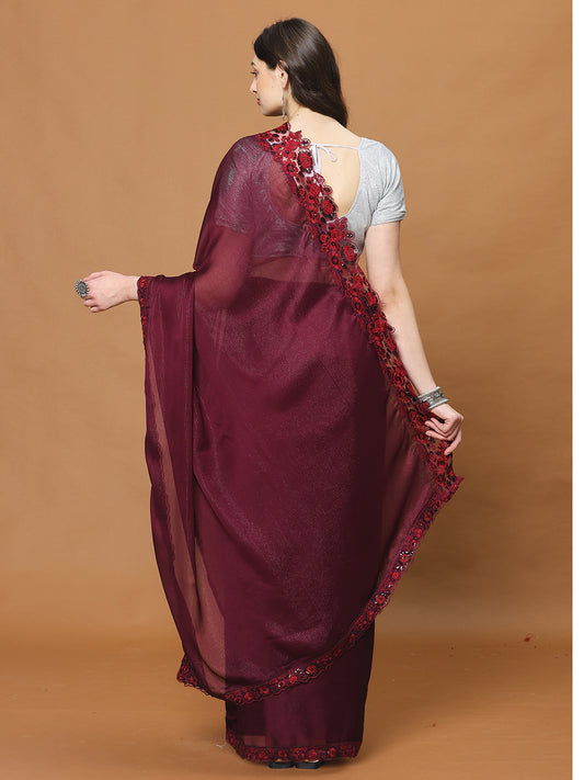 Zari Border Booti Georgette Woven Saree