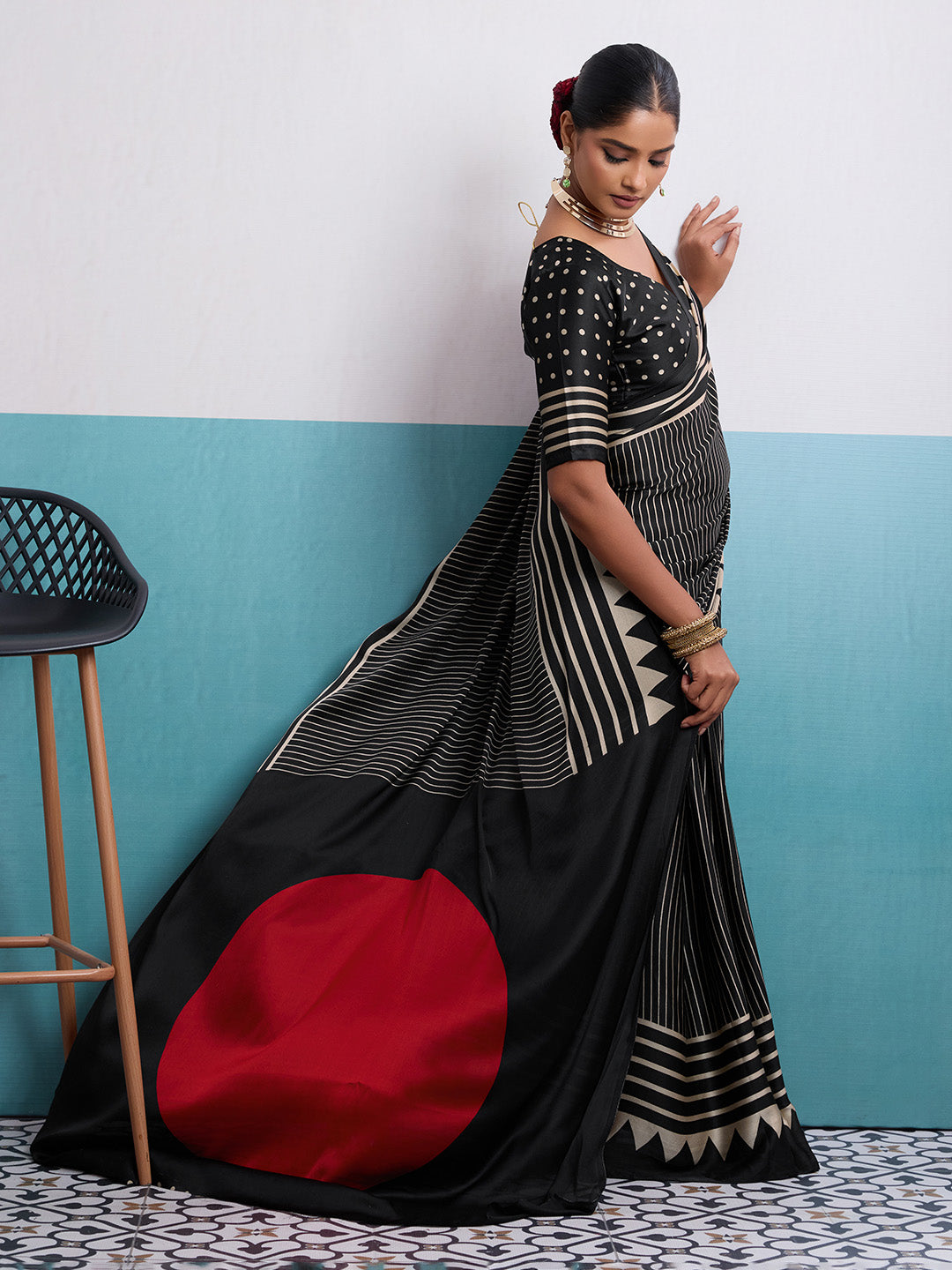 Printed Satin Saree