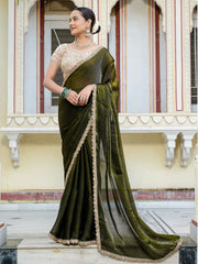 Embroidered Satin Saree