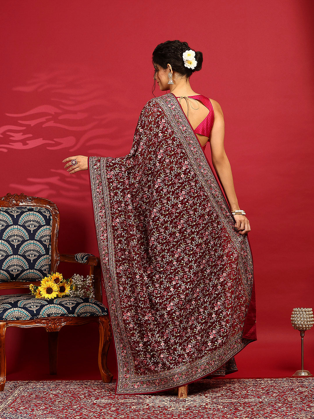 Embroidered Georgette Saree