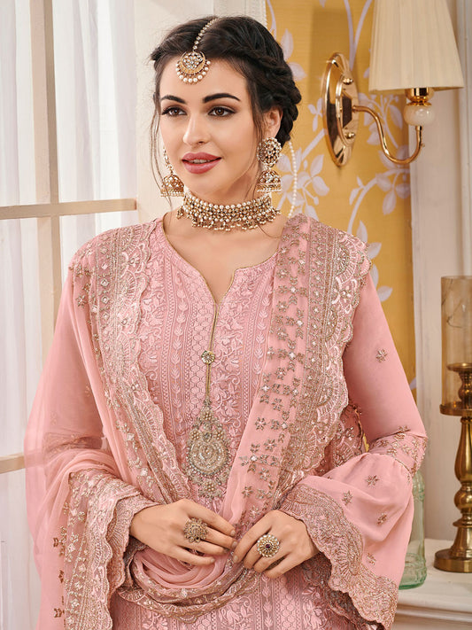 Embroidered & Sequin Work Semi Stitched Suit