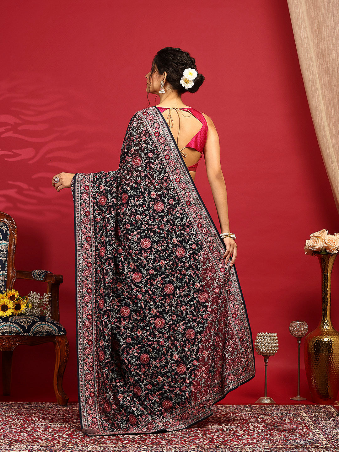 Embroidered Georgette Saree