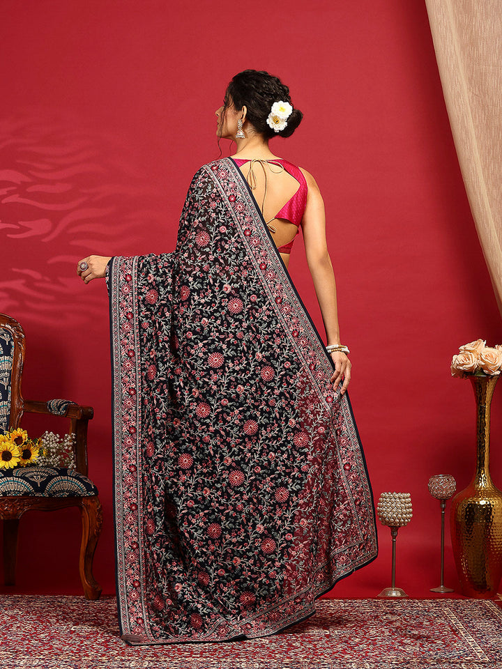 Embroidered Georgette Saree