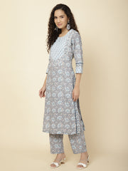 Tropical Printed Cotton Kurta With Pants