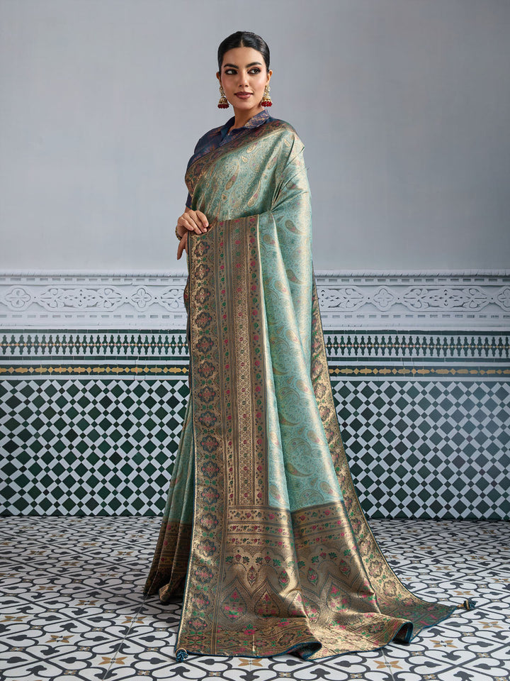 Woven Design Meenakari Kanjivaram Silk Saree