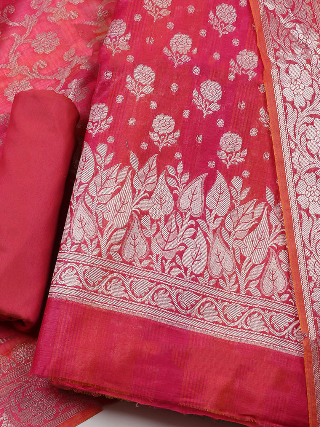 Woven Chanderi Unstitched Suit With Dupatta