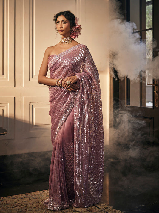 Sequin Embroidery Tissue Saree