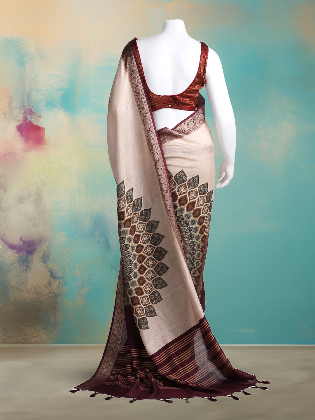 Printed Tussar Saree