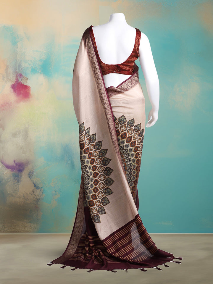 Printed Tussar Saree