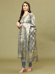 Woven Chanderi Unstitched Suit With Dupatta