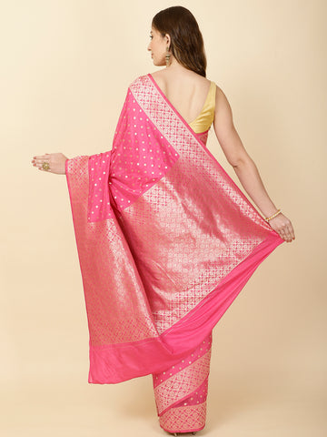 Zari Border Booti Woven Crepe Saree