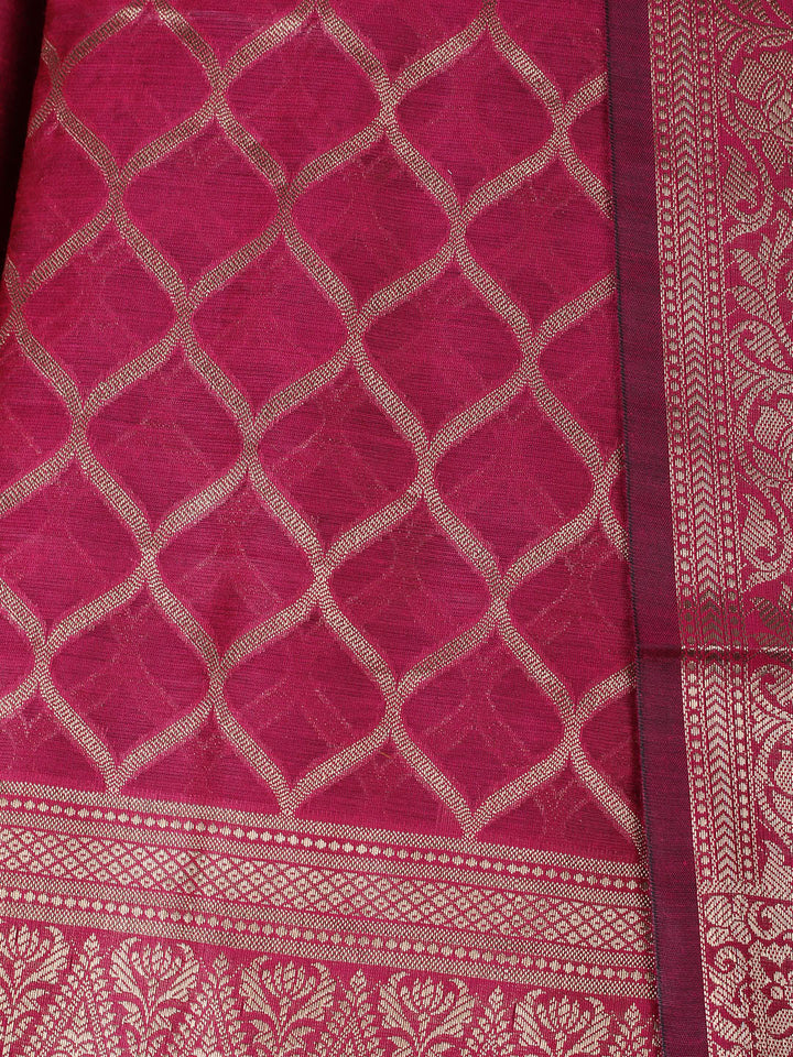 Woven Design Chanderi Unstitched Suit With Pant &amp; Dupatta