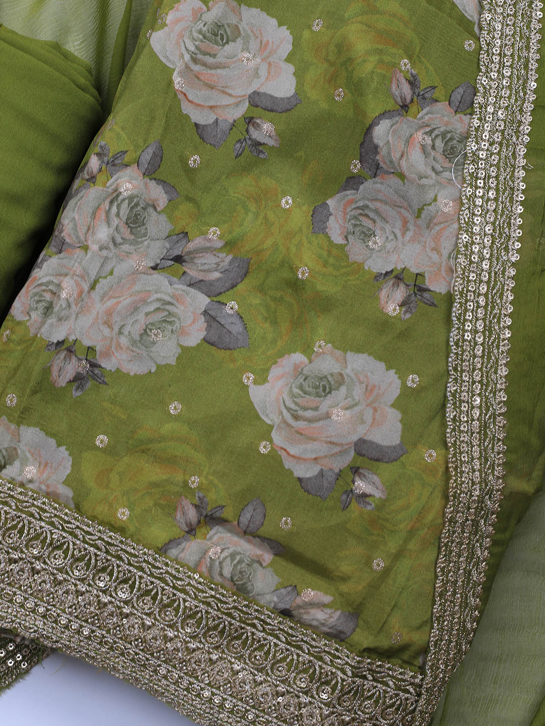 Printed Crepe Unstitched Suit With Dupatta