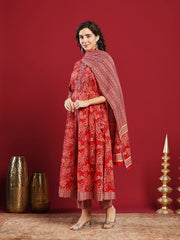 Printed Cotton Kurta With Pant & Dupatta