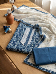 Printed Cotton Blend Unstitched Suit With Pant & Dupatta
