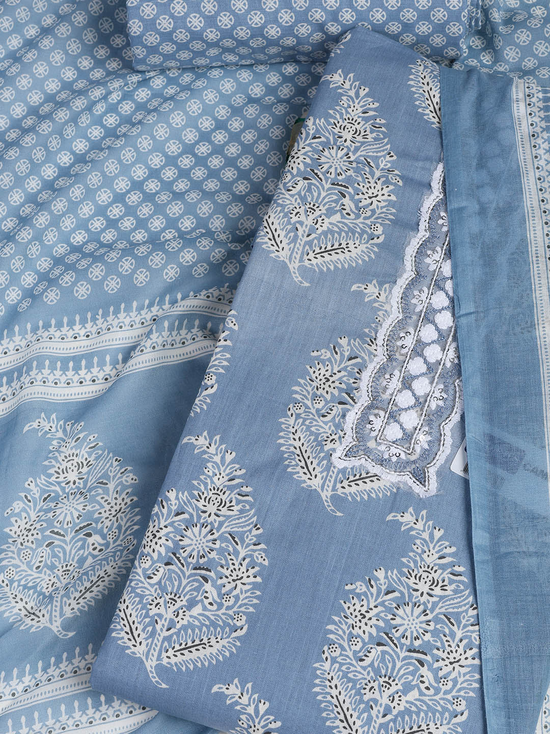 Printed Cotton Blend Unstitched Suit With Dupatta