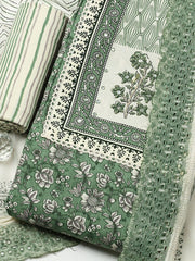 Printed Cotton Blend Unstitched Suit With Pant & Dupatta