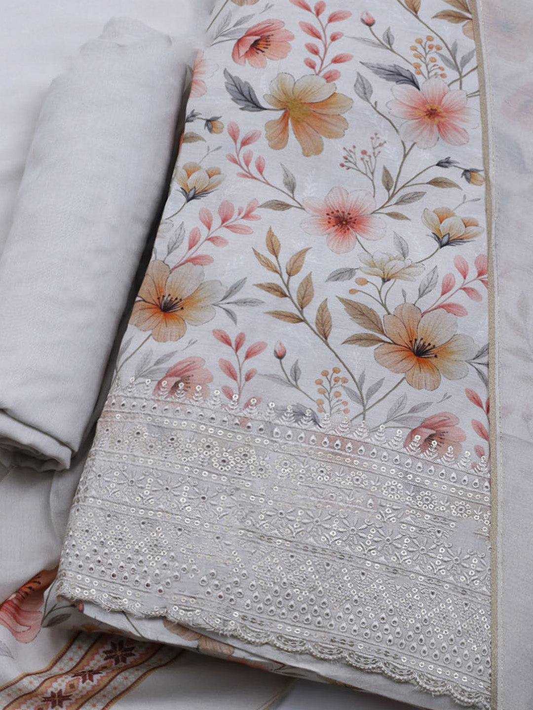 Printed Muslin Unstitched Suit With Dupatta