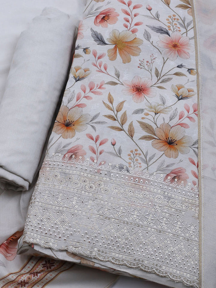 Printed Muslin Unstitched Suit With Dupatta