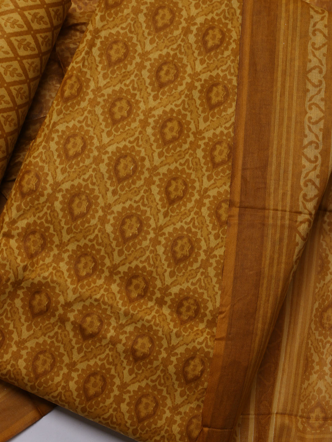 Printed Cotton Blend Unstitched Suit With Dupatta