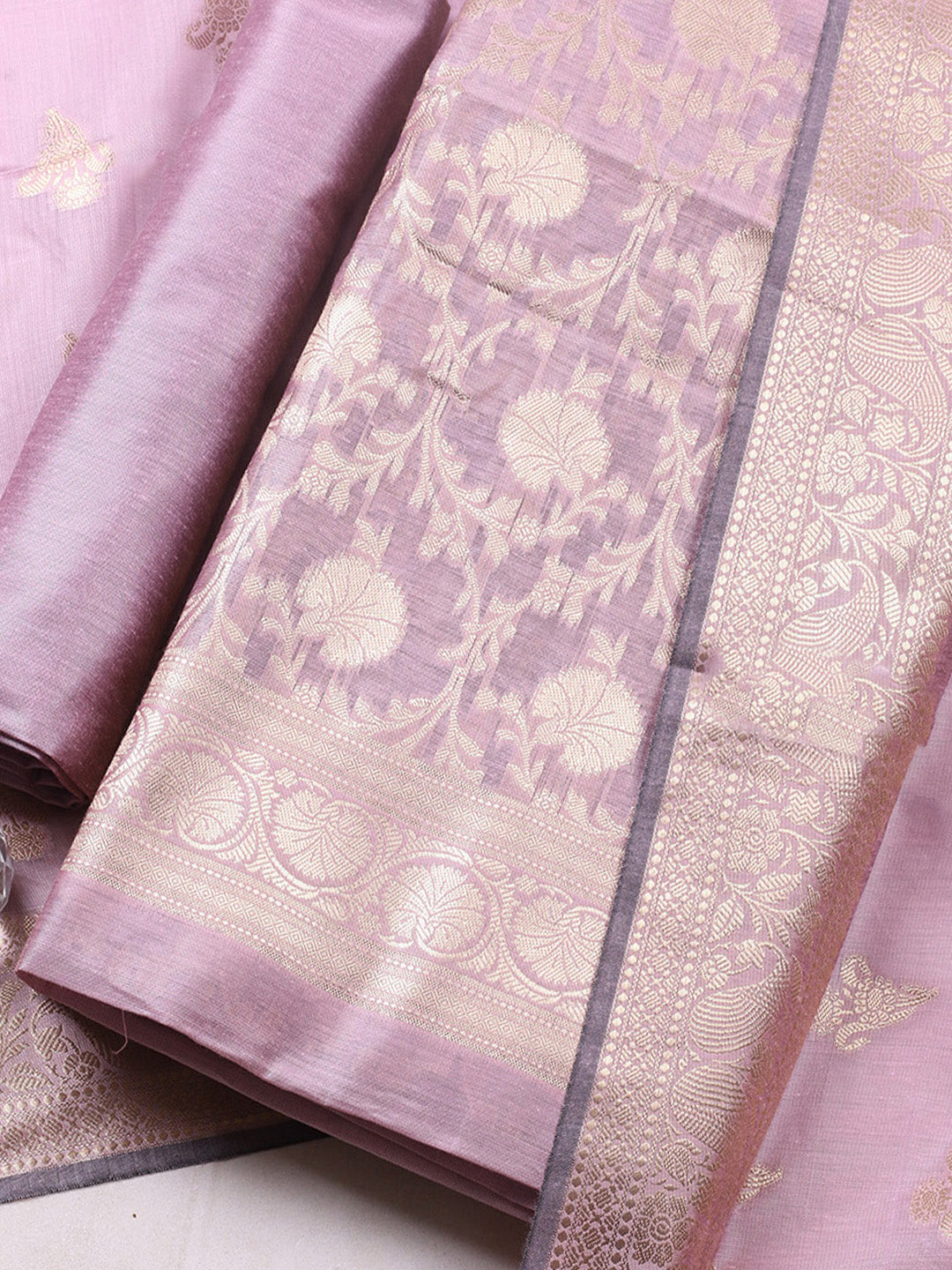 Woven Design Chanderi Unstitched Suit With Pant &amp; Dupatta