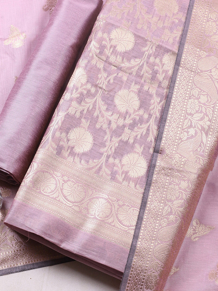 Woven Design Chanderi Unstitched Suit With Pant &amp; Dupatta