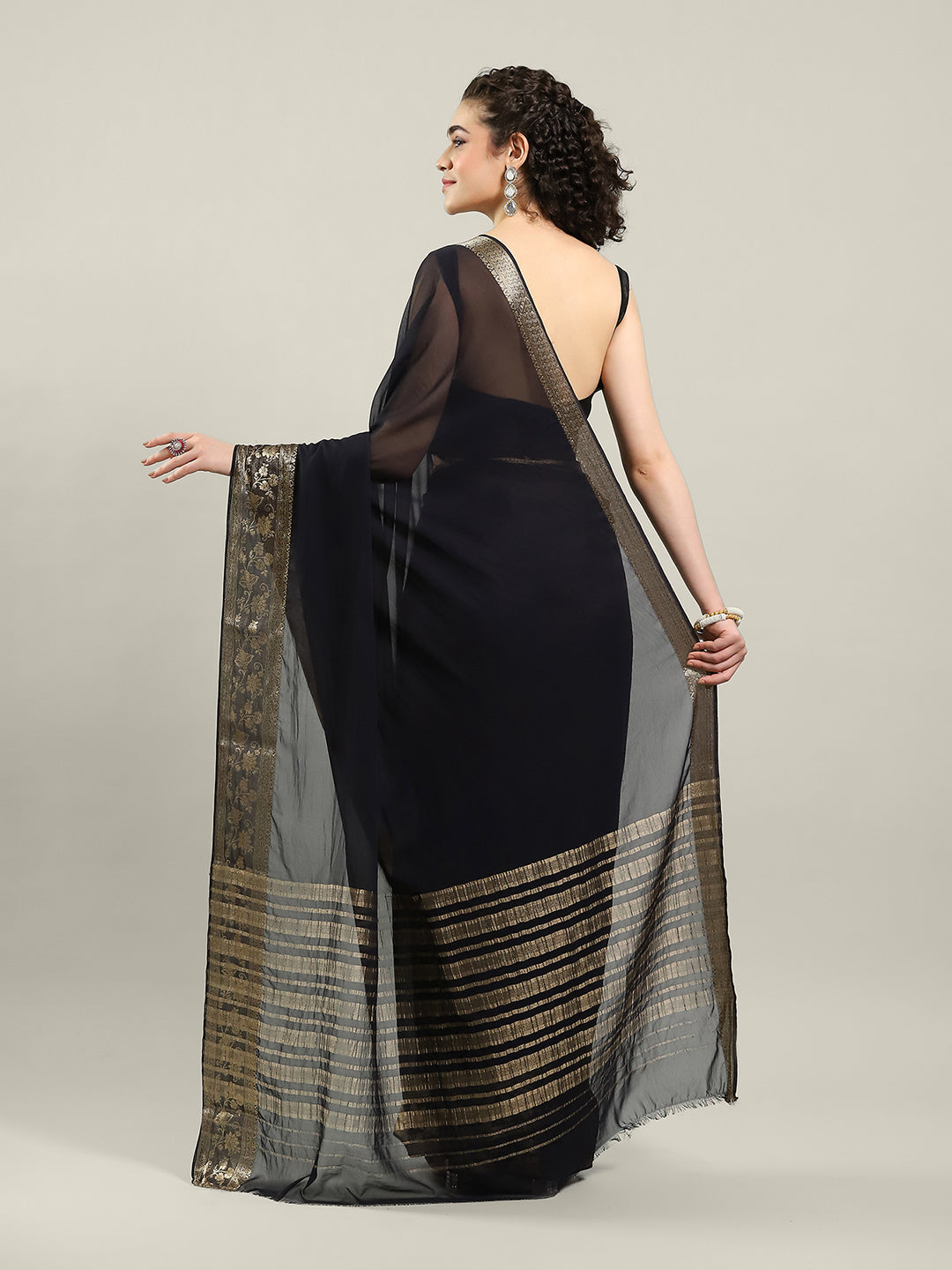 Zari Border Chiffon Woven Saree