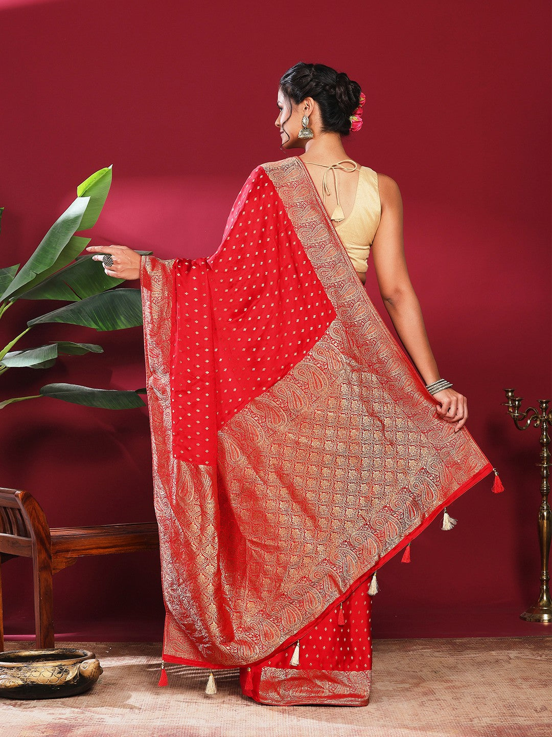 Woven Design Satin Saree