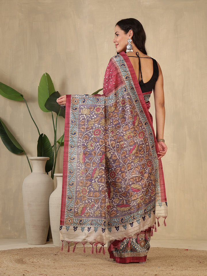 Printed Tussar Silk Saree
