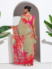 Floral Printed Georgette Saree