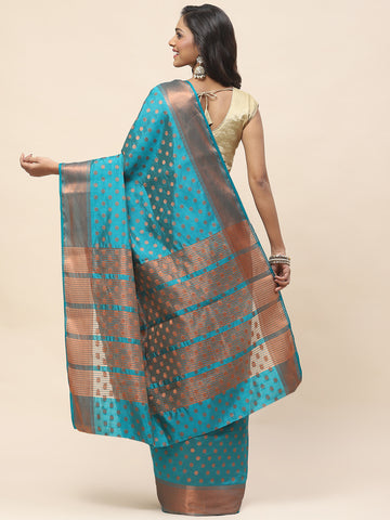 Zari Border Booti Woven Handloom Saree