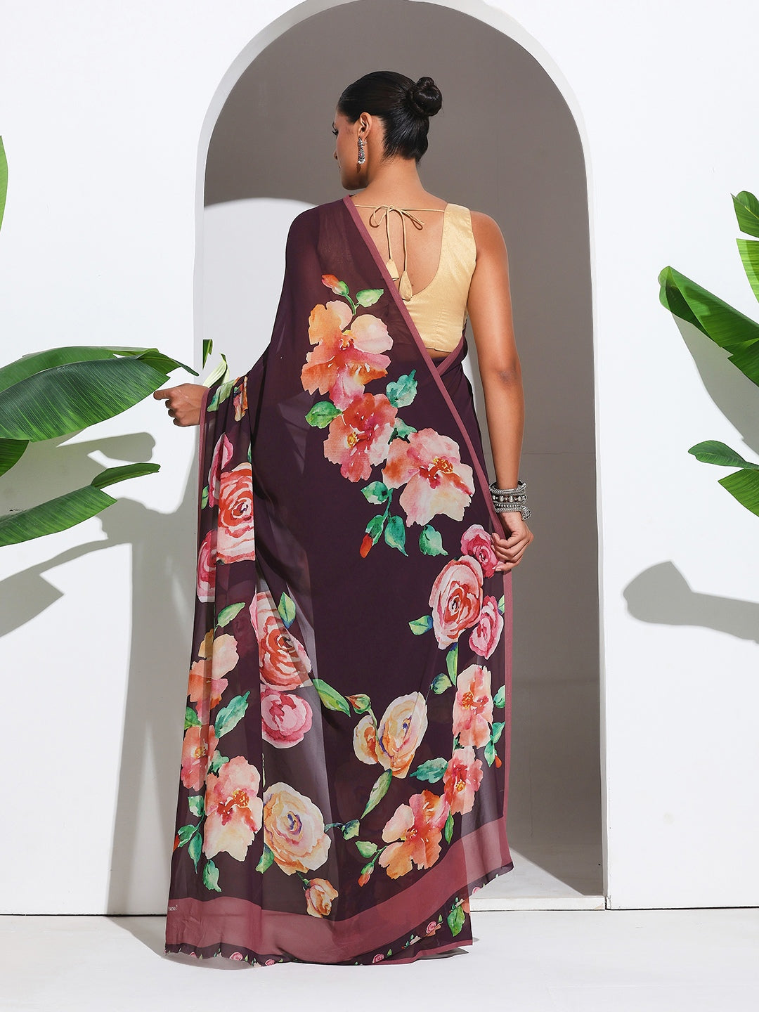 Floral Printed Georgette Saree