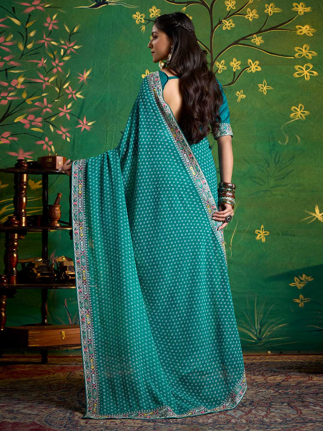 Bandhani Print Georgette Saree