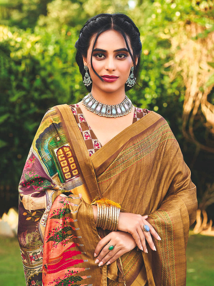 Printed Tussar Saree