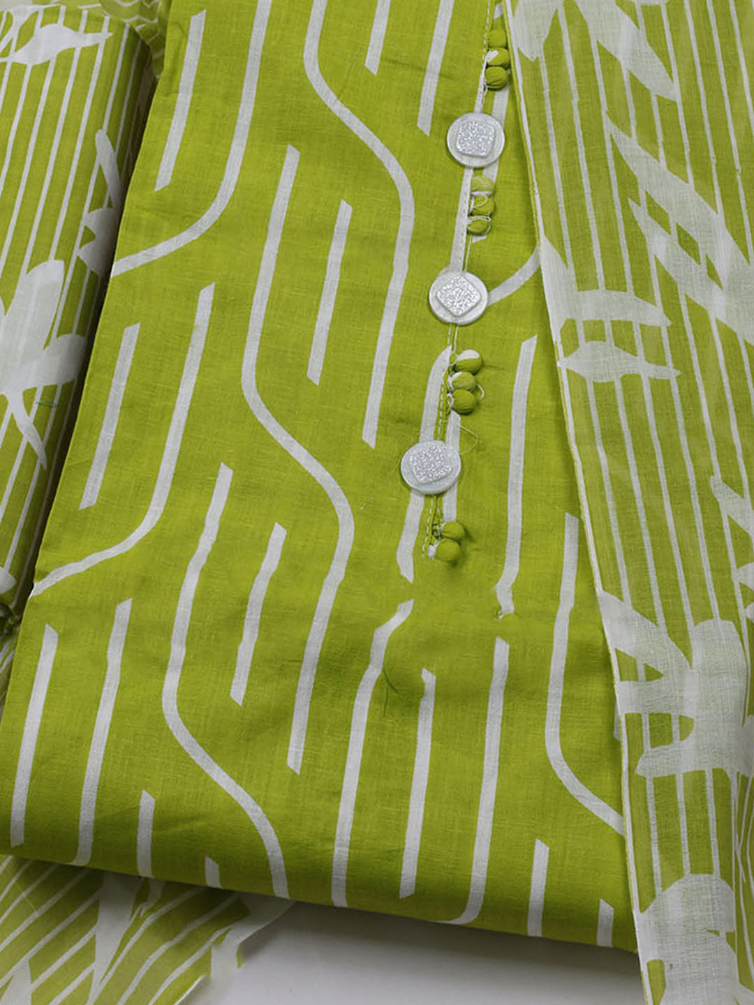 Printed Cotton Blend Unstitched Suit With Dupatta