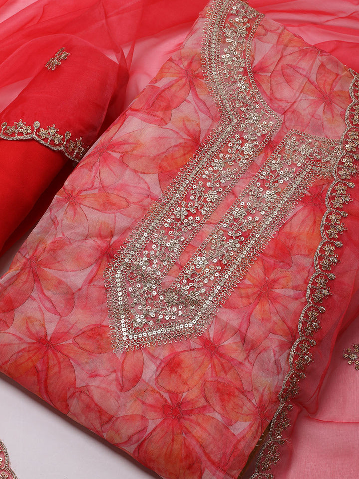 Zari Jaal Art Silk Unstitched Suit With Dupatta
