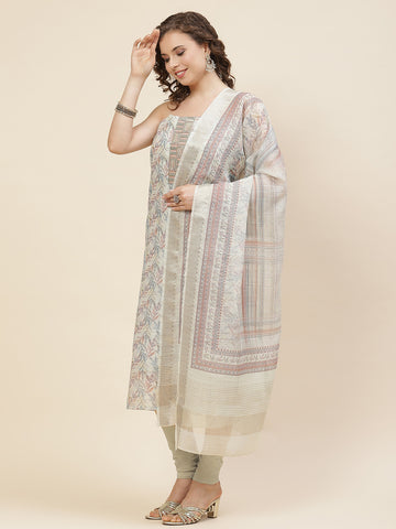 Printed Cotton Unstitched Suit Piece With Dupatta