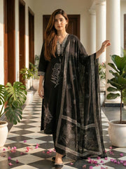 Printed Cotton Blend Kurta With Pant & Dupatta