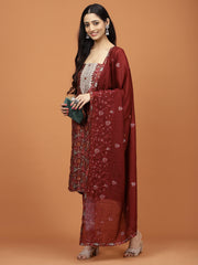 Floral Printed Cotton Unstitched Suit Piece With Dupatta