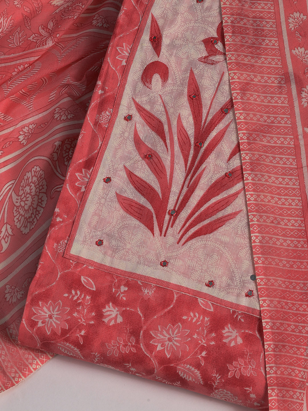 Neck Embroidered Cotton Blend Unstitched Suit With Dupatta