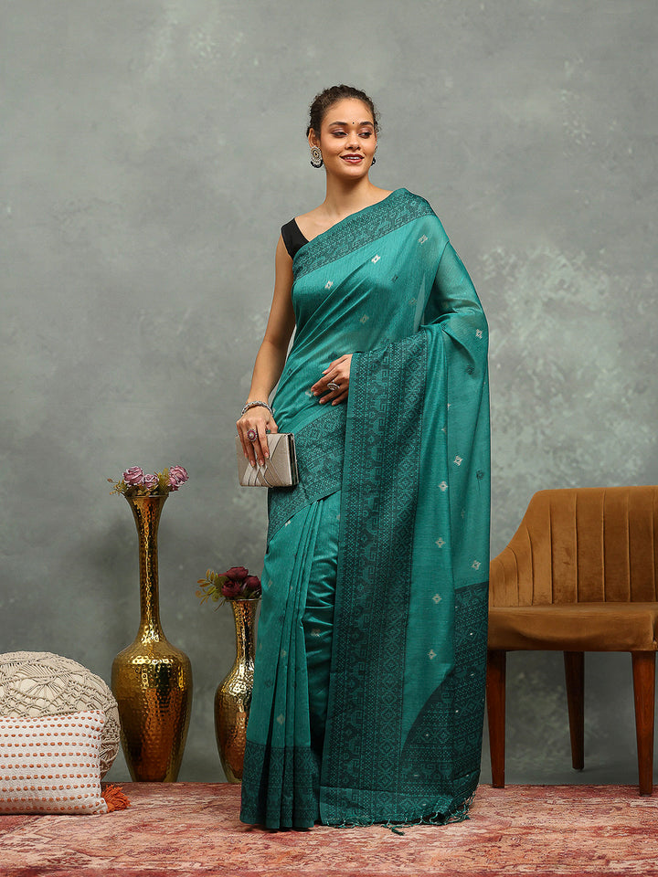 Woven Design Cotton Blend Saree