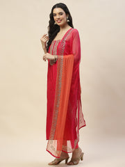 Neck Embroidered Handloom Unstitched Suit Piece With Dupatta