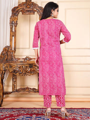 Neck Embroidery Cotton Blend Kurta With Pants & Dupatta