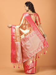 Plain Zari Border Banarasi Woven Saree