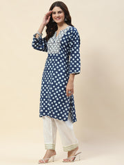 Yoke Embroidery Cotton Kurta Set