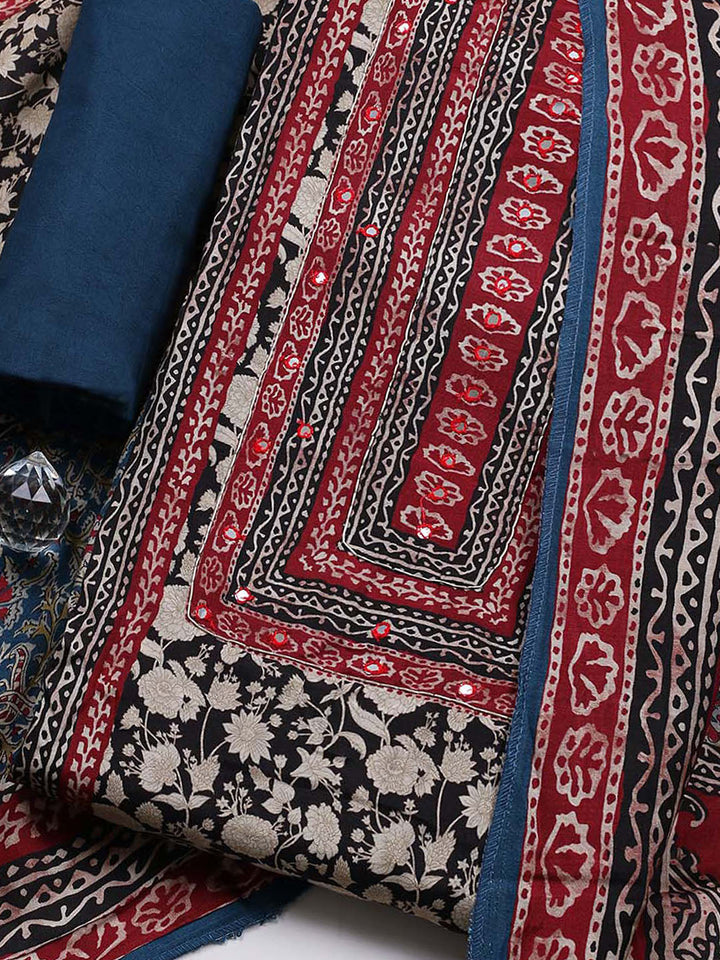 Printed Muslin Unstitched Suit With Pant &amp; Dupatta