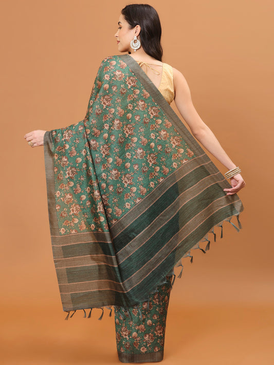 Digital Floral Printed Handloom Saree