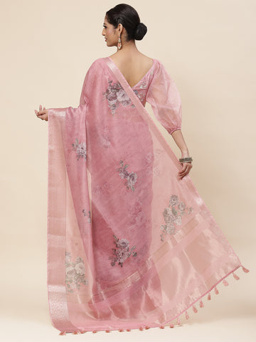 Floral Zari Printed Cotton Saree