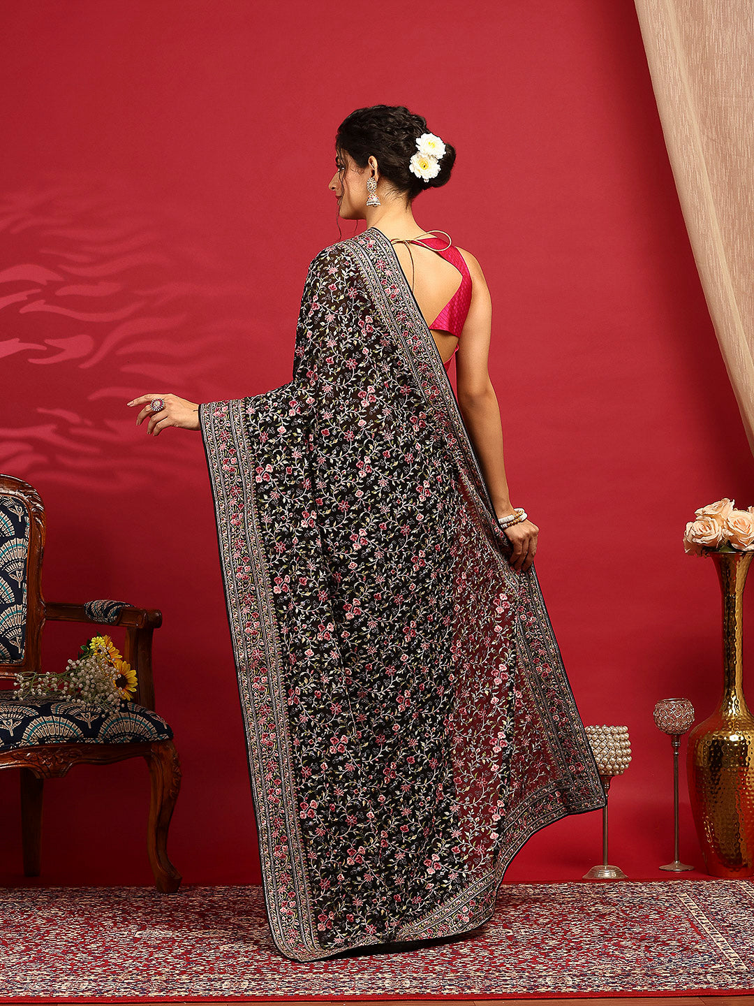 Embroidered Georgette Saree