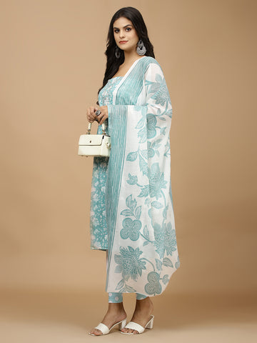 Printed Cotton Unstitched Suit With Dupatta